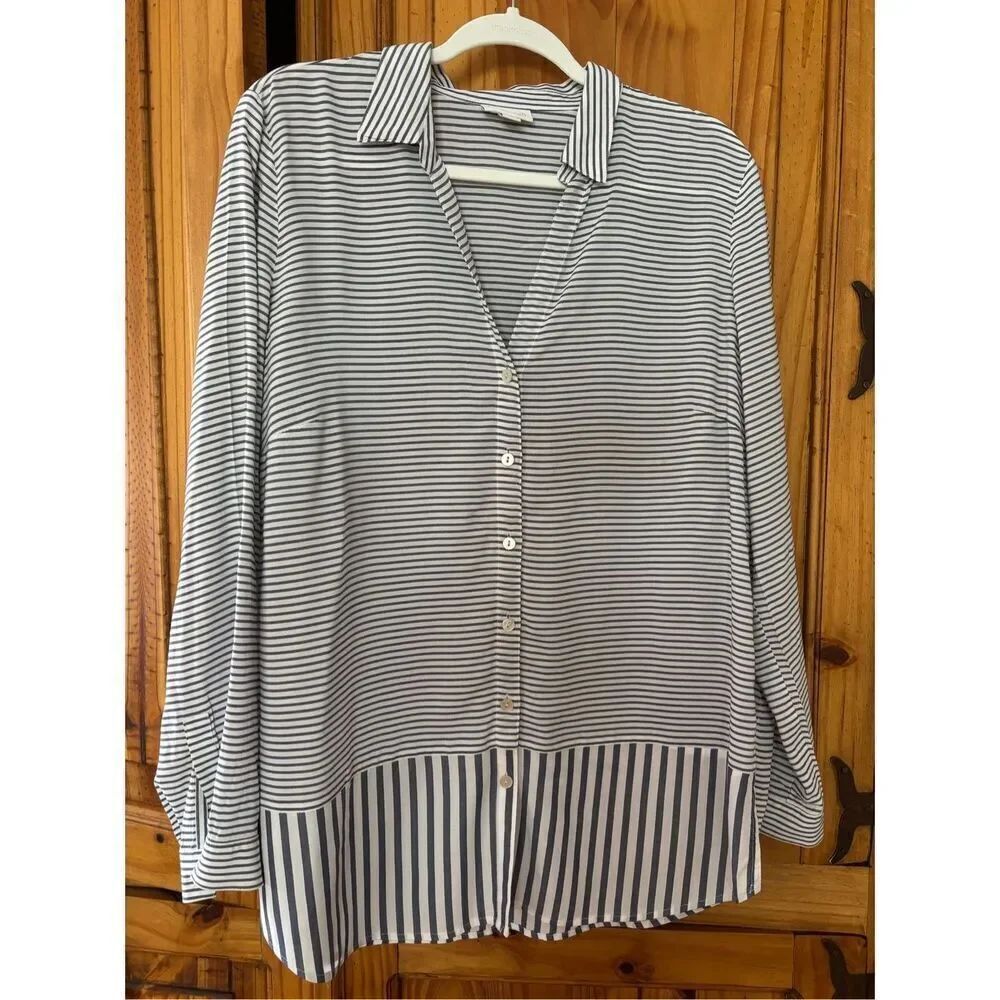 J. Jill Rayon Contrast Stripe Blouse